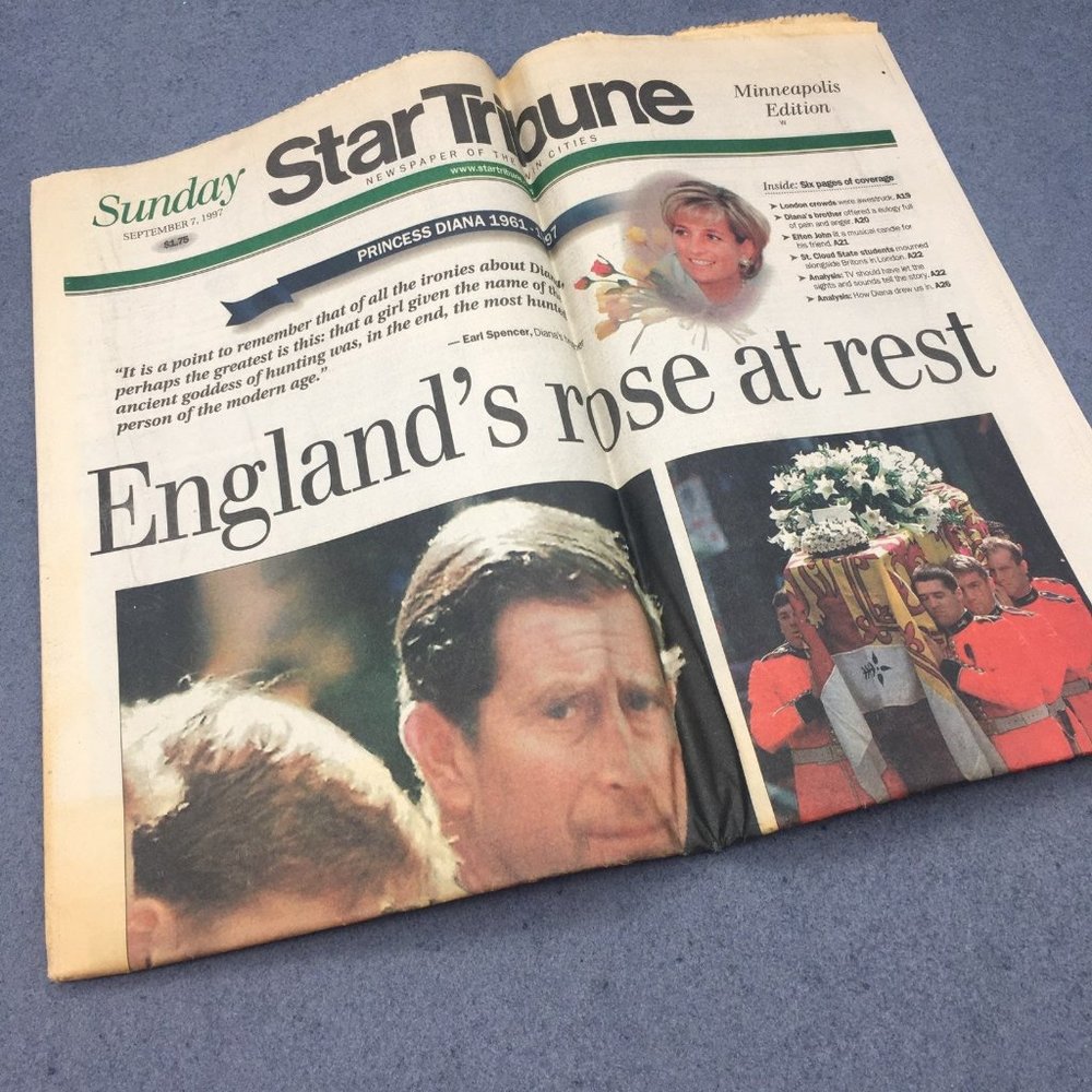 Sunday Star Tribune Diana September 7 1997 Minneapolis Englands Rose At Rest